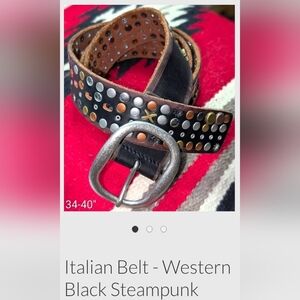Italian Studded Black Leather Belt